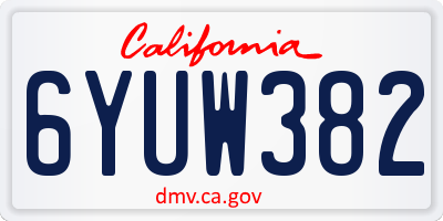CA license plate 6YUW382