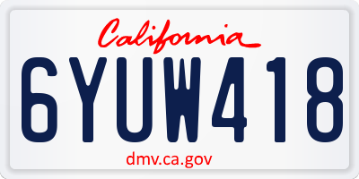 CA license plate 6YUW418