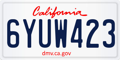 CA license plate 6YUW423