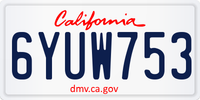 CA license plate 6YUW753