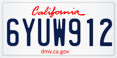 CA license plate 6YUW912
