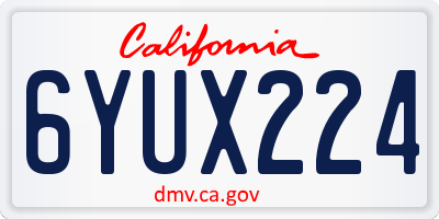 CA license plate 6YUX224