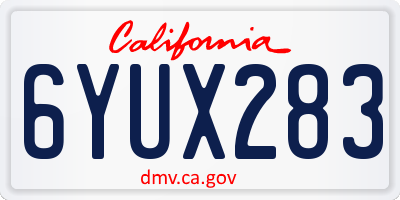 CA license plate 6YUX283