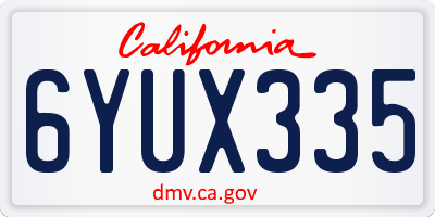 CA license plate 6YUX335