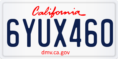 CA license plate 6YUX460