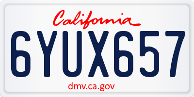 CA license plate 6YUX657