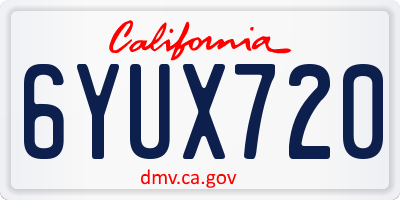 CA license plate 6YUX720