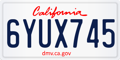 CA license plate 6YUX745