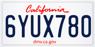 CA license plate 6YUX780