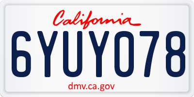 CA license plate 6YUY078
