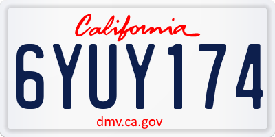 CA license plate 6YUY174