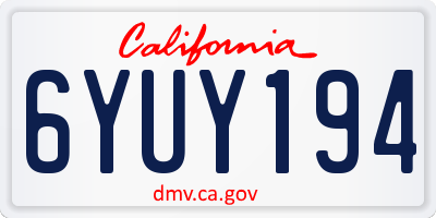 CA license plate 6YUY194