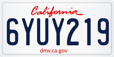 CA license plate 6YUY219