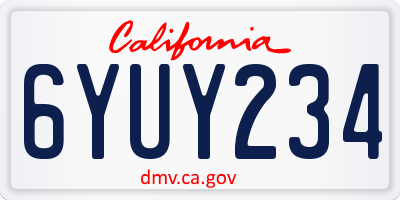 CA license plate 6YUY234