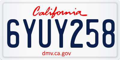 CA license plate 6YUY258