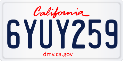 CA license plate 6YUY259