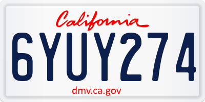 CA license plate 6YUY274