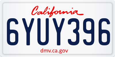 CA license plate 6YUY396