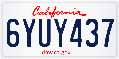 CA license plate 6YUY437