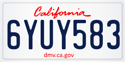 CA license plate 6YUY583