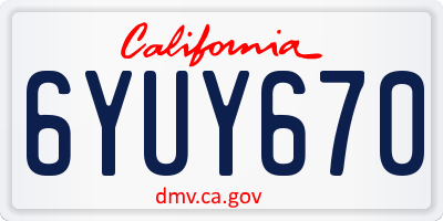 CA license plate 6YUY670