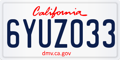 CA license plate 6YUZ033