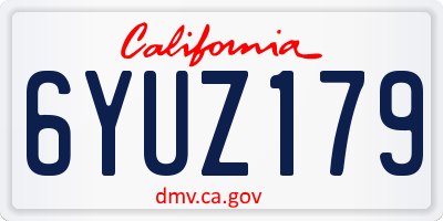 CA license plate 6YUZ179