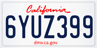 CA license plate 6YUZ399