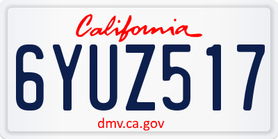CA license plate 6YUZ517