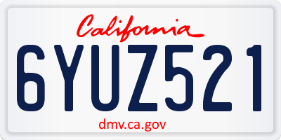 CA license plate 6YUZ521