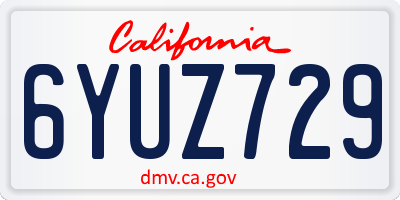 CA license plate 6YUZ729
