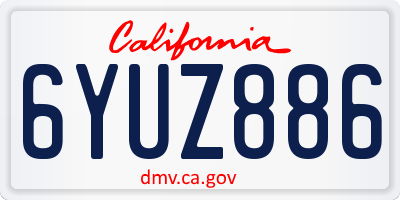 CA license plate 6YUZ886