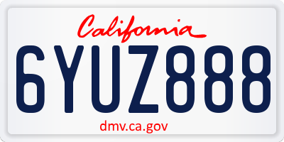 CA license plate 6YUZ888