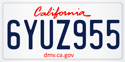 CA license plate 6YUZ955