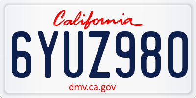 CA license plate 6YUZ980