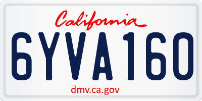 CA license plate 6YVA160