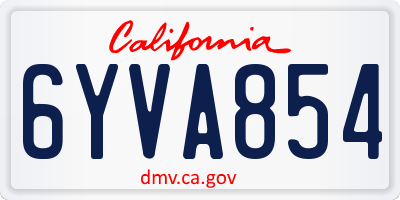 CA license plate 6YVA854