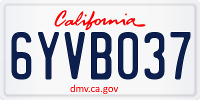 CA license plate 6YVB037