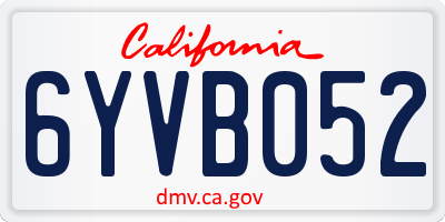 CA license plate 6YVB052