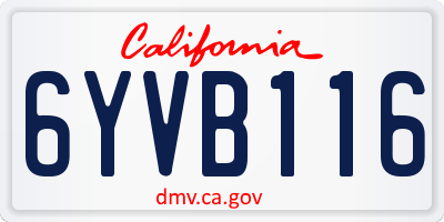 CA license plate 6YVB116