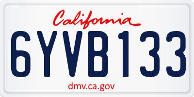 CA license plate 6YVB133