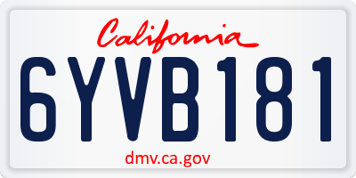 CA license plate 6YVB181