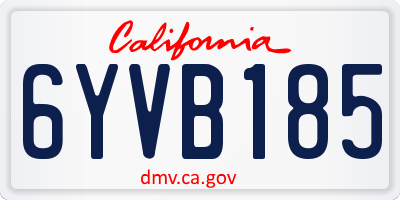 CA license plate 6YVB185