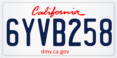 CA license plate 6YVB258