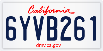 CA license plate 6YVB261