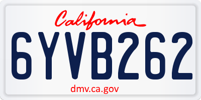 CA license plate 6YVB262