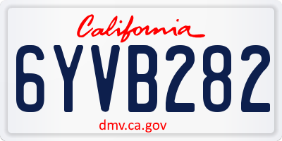 CA license plate 6YVB282