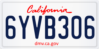 CA license plate 6YVB306