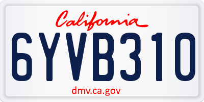 CA license plate 6YVB310