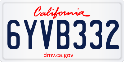 CA license plate 6YVB332